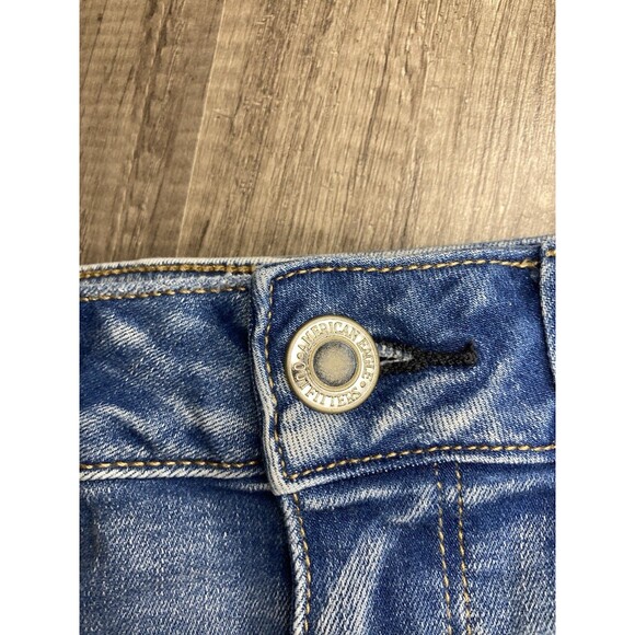 American Eagle Denim Mini Skirt Womens  4 Next Level Stretch Distressed Grunge - Picture 3 of 7